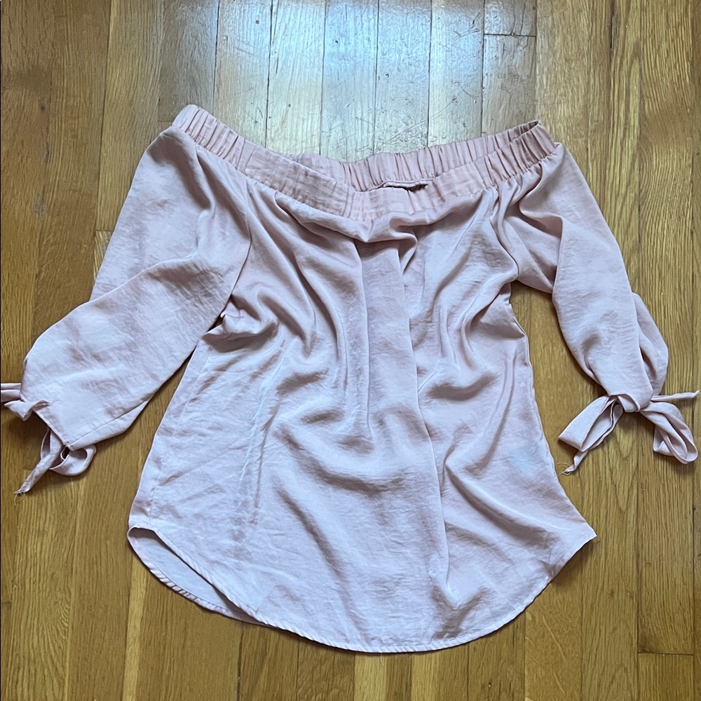Apt. 9 Blush Off-Shoulder Blouse with Tie Sleeves